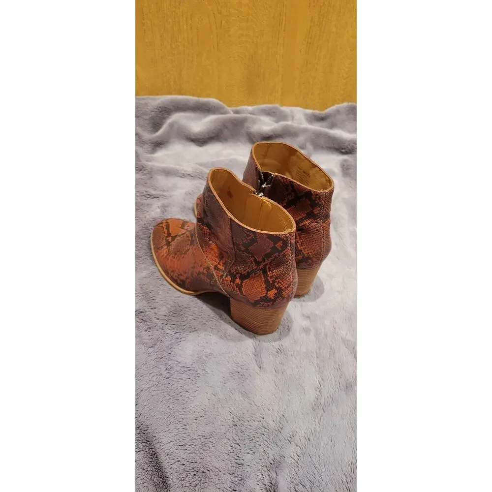 Madewell Rosie Ankle Boots Womens 10 Snake Embossed Leather Brown Western Y2K